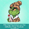 Bougie Grinch PNG, Funny Leopard Grinch Holding Christmas tree cake Png for Sublimation &amp; DTF T-Shirt Design Digital Download
