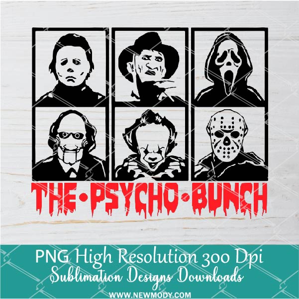 The Psycho Bunch PNG For Sublimation, Halloween PNG