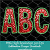 Christmas Faux Embroidery Sequin Alphabet Letters PNG Clipart, Xmas Green Red Glitter Sequins Alpha Set