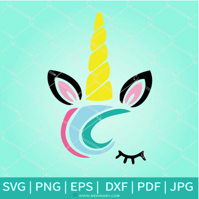 Unicorn Face With with Bangs- Cute Unicorn SVG - Newmody