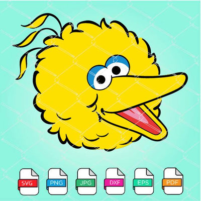 Sesame Street Big Bird head  SVG - Big Bird Face SVG Newmody