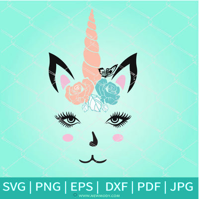 Unicorn Head With Butterfly SVG-  Cute Unicorn SVG   -Unicorn Face SVG - Newmody