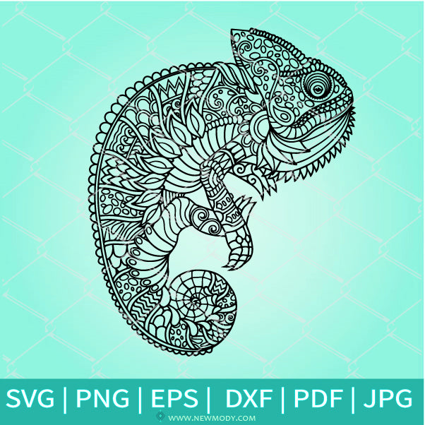 Coloring Mandala Chameleon SVG - Chameleon Mandala SVG