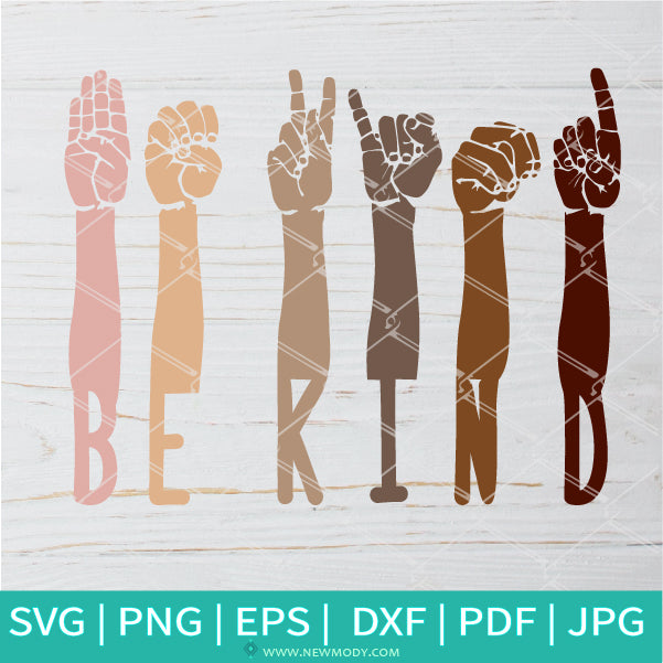 Be Kind SVG - Hands Raised Togther With Different Skin Colors SVG- Black Out tuesday SVG