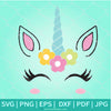 Cute Unicorn Head With Flowers SVG - Unicorn SVG - Newmody