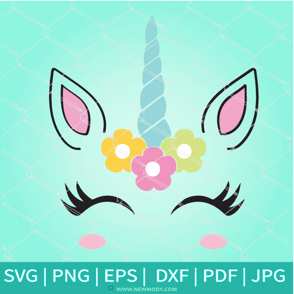 Cute Unicorn Head With Flowers SVG - Unicorn SVG - Newmody