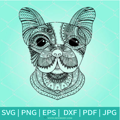 Bulldog  Face Mandala SVG - Dog Coloring Pdf jpg - Dog SVG - Newmody