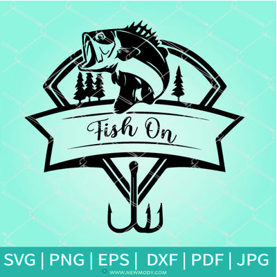 Fish On SVG - Fishing SVG - Fishing Pole SVG- Bass Fishing Printable - Newmody