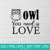 Owl You Need Is Love SVG - Owl Svg - Cute Owl SVG - Love SVG - Newmody