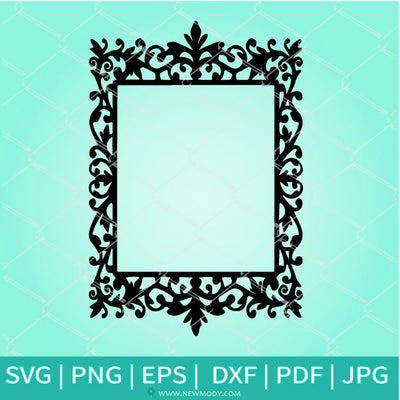 Rectangle Floral Vector picture Frame SVG -Ornament Border SVG- Photo Frame SVG - Newmody