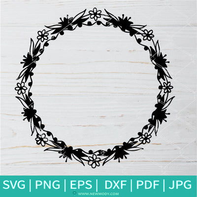 Floral Picture Frame SVG - Circle Border SVG -Decorative Border Frame PNG - Newmody
