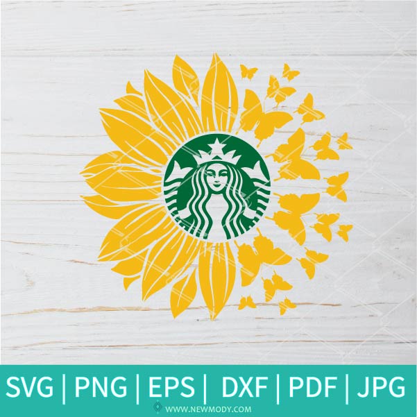 Sunflower Butterfly Strabucks SVG - Sunflower SVG - Flower Monogram SVG - Newmody