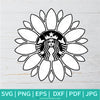 Sunflower Frame Strabucks SVG - Flower Monogram SVG - Frame SVG - Newmody