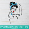 Diabetes Awareness SVG - Blue Ribbon SVG - Rosie SVG -  diabetes ribbon SVG - Strong Woman SVG - Newmody