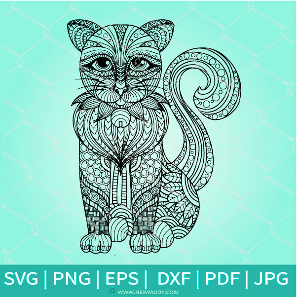 Mandala Cat SVG - Cute Cat SVG -Mandala SVG