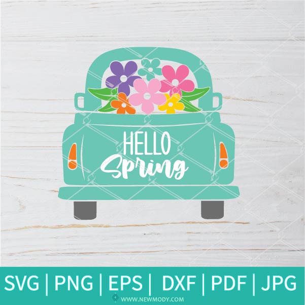 Spring Truck SVG -  Spring Truck with Tulips Svg - Spring SVG - Flowers SVG