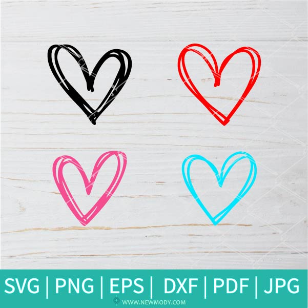Hand Drawn Heart Bundle SVG -  Valentine's Day  SVG - Valentines Hearts SVG - Love SVG - Newmody