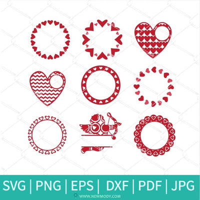 Valentine Monogram Bundle SVG - Heart Monogram SVG -  Valentine's Day  SVG - Valentines Hearts SVG - Newmody