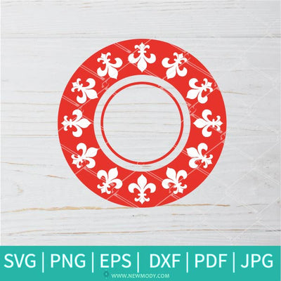 Lily flower Strabucks SVG - Fleur-de-lis Monogram SVG - Frame SVG Monogram circle SVG- Frame SVG - Newmody