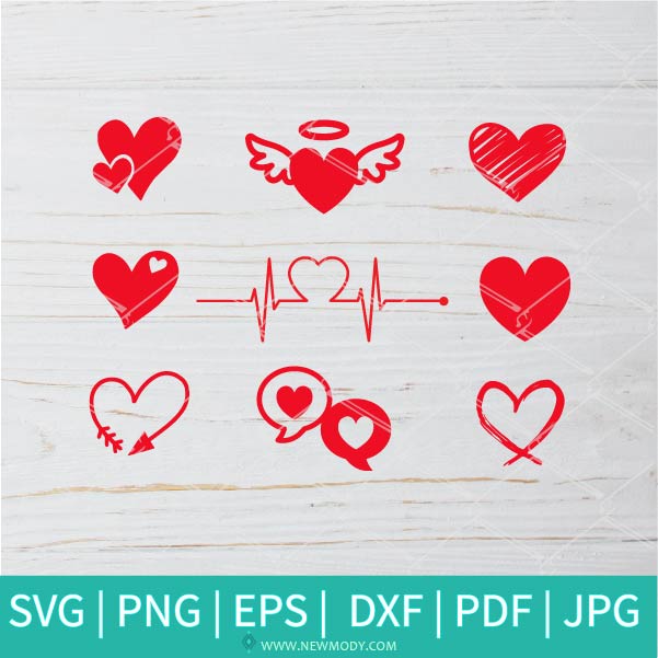 Heart Bundle SVG -  Valentine's Day  SVG - Valentines Hearts SVG - Love SVG - Heart