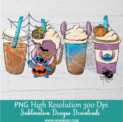 4 Halloween Coffee Cup PNG Sublimation Bundle | Fall Cups PNG Clipart Bundle - Newmody