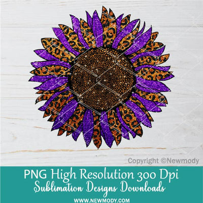 Glitter Halloween Sunflower PNG Sublimation Designs Bundle -Leopard Sunflower Clipart - Newmody