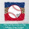 Heart Leopard baseball PNG Sublimation design - Newmody