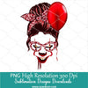 Halloween Pennywise Scary Woman PNG - Horror Mom Life With red leopard glasses and red balloon Sublimation PNG Clipart