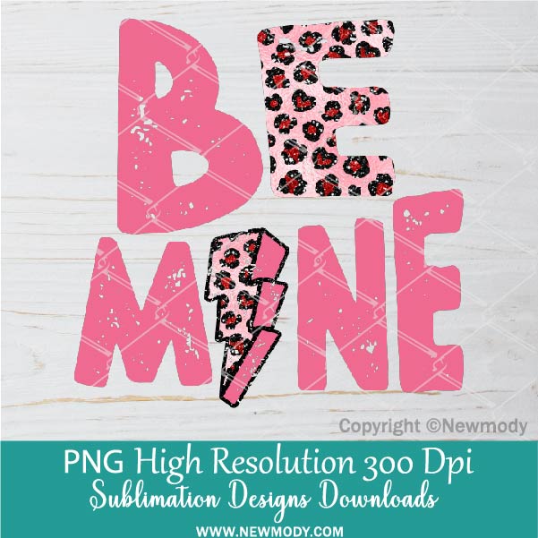 Be Mine Pink Leopard PNG Sublimation| Retro Pink glitter Lightning bolt Leopard Print PNG
