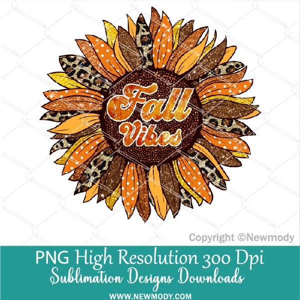 Fall Vibes Sunflower PNG Sublimation | Autumn Sublimation