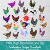 Chickens Sublimation PNG Bundle | Chicken Clipart Bundle - Newmody