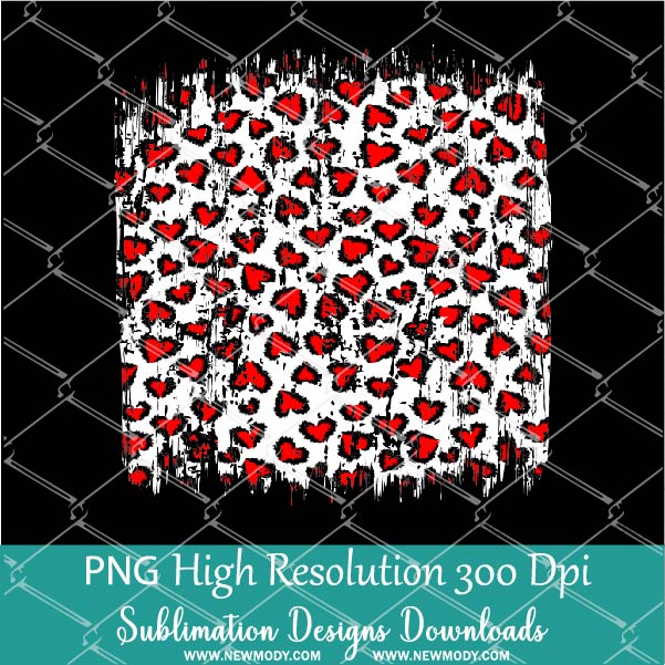 Distressed Heart Leopard background 2 PNGs for Sublimation Design - Valentine Leopard background