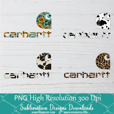 Carhartt  4 PNGs for Sublimation Design - Leopard Carhartt  - Cow print Carhartt  -Western Carhartt - Newmody