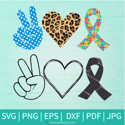 Peace love Autism SVG - Autism Awareness Ribbon SVG - Newmody