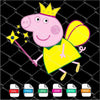 Yellow Peppa Pig SVG - Peppa Pig with wand SVG Newmody