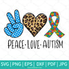 Peace love Autism SVG - Autism Awareness Ribbon SVG - Newmody