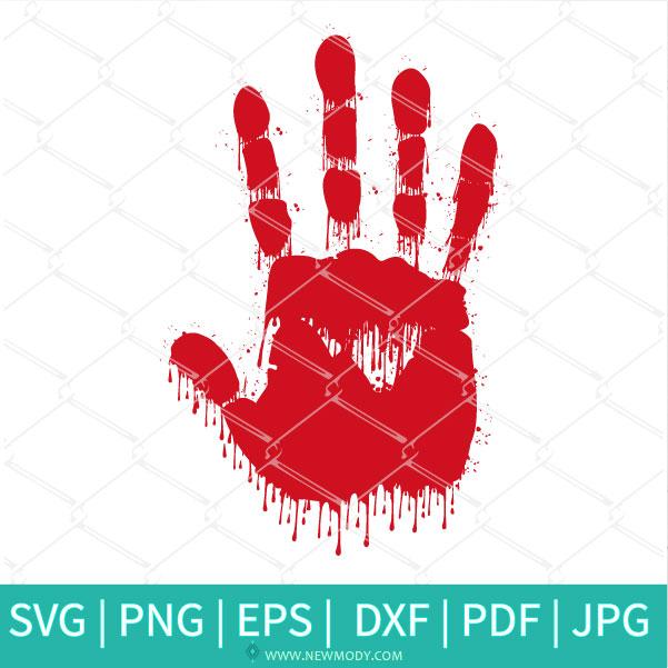 Bloody Handprint SVG - Bloody Hand Print Clipart