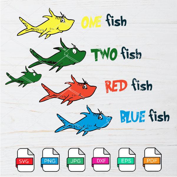 One Fish Two Fish Red Fish Blue Fish Svg