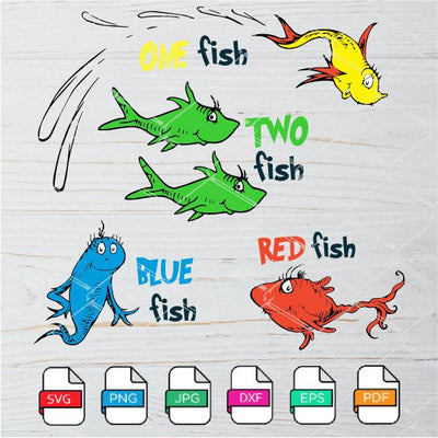 One Fish Two Fish Red Fish Blue Fish SVG - PNG Newmody