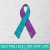 Purple And Teal Awareness SVG - Purple &amp; Teal Ribbon Awareness Clipart PNG - Suicide Awareness Svg - Newmody