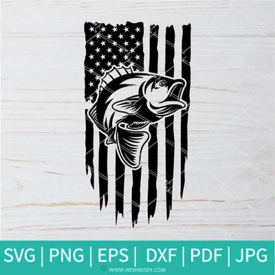 Fishing Distressed USA Flag SVG - American Flag Fishing SVG - Newmody