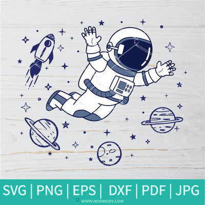 Floating Astronaut In Space Svg - Astronaut Svg - Newmody