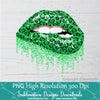 St. Patrick's day Green leopard Hearts Glitter Dripping Lips PNG Sublimation Design - Newmody