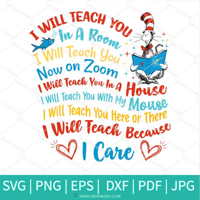 I will teach you in a room i will teach you on zoom Svg - Dr Seuss Svg - Newmody