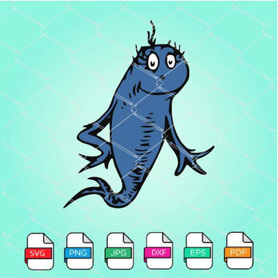 Dr. Seuss Blue Fish SVG - Dr Seuss Fish SVG Newmody