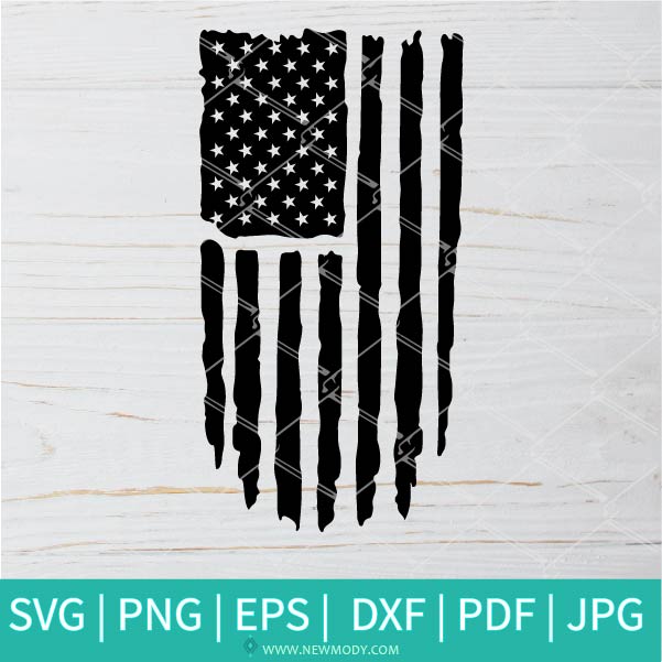 Vertical Distressed American Flag SVG - Grunge US Flag Vector - Newmody