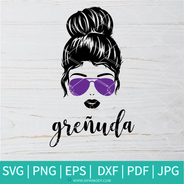 Grenuda Svg - Messy Bun SVG - Girl with Bun and Sunglasses Svg