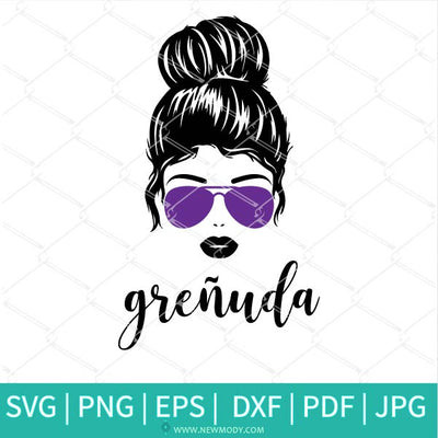 Grenuda Svg - Messy Bun SVG - Girl with Bun and Sunglasses Svg - Newmody