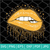 Shiny Dripping Lips Svg - Golden Glitter Lips Svg - Newmody