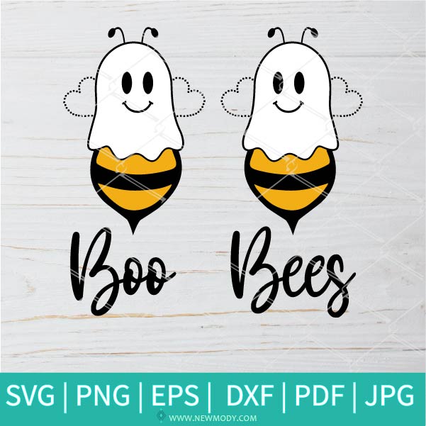 Boo Bees Svg- Halloween Svg - Bee Svg - Cute Ghost Svg - Newmody